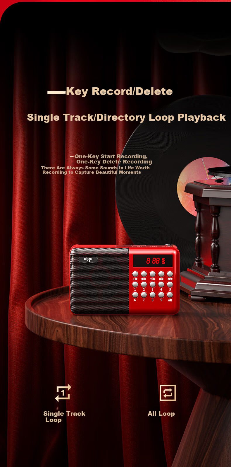 Aiguozhe M89 Radio for Elderly, Rechargeable, with Card And USB Drive Slots, Mini Portable, Small Opera Player, Multifunctional FM Tuner, English CET-4/6 Exam Preparation, Broadcast Listening Device 10