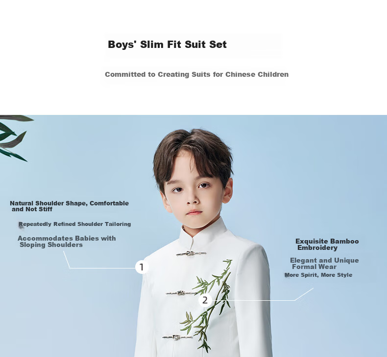 Romon Boys' Zhongshan Suit New Chinese Style Children's Performance Tang Suit Boys' Chinese Style Suit Set White 160 13
