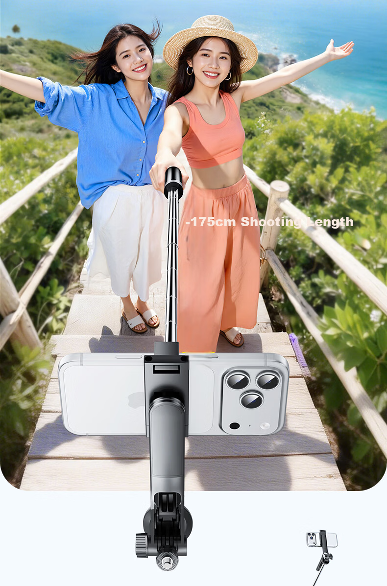 Zhiguozhe Dual-Light Selfie Stick Travel Compact Portable Phone Holder 360-Degree Rotating Anti-Shake Automatic Tripod Follow Shooting Photography Tool Concert 16