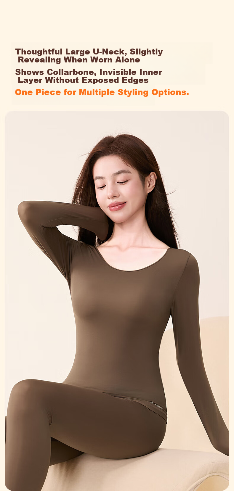 Fenteng Women's Thermal Underwear Ultra-Thin Base Layer 2025 Autumn Winter New Seamless Slim Fit Top and Bottom Set 13