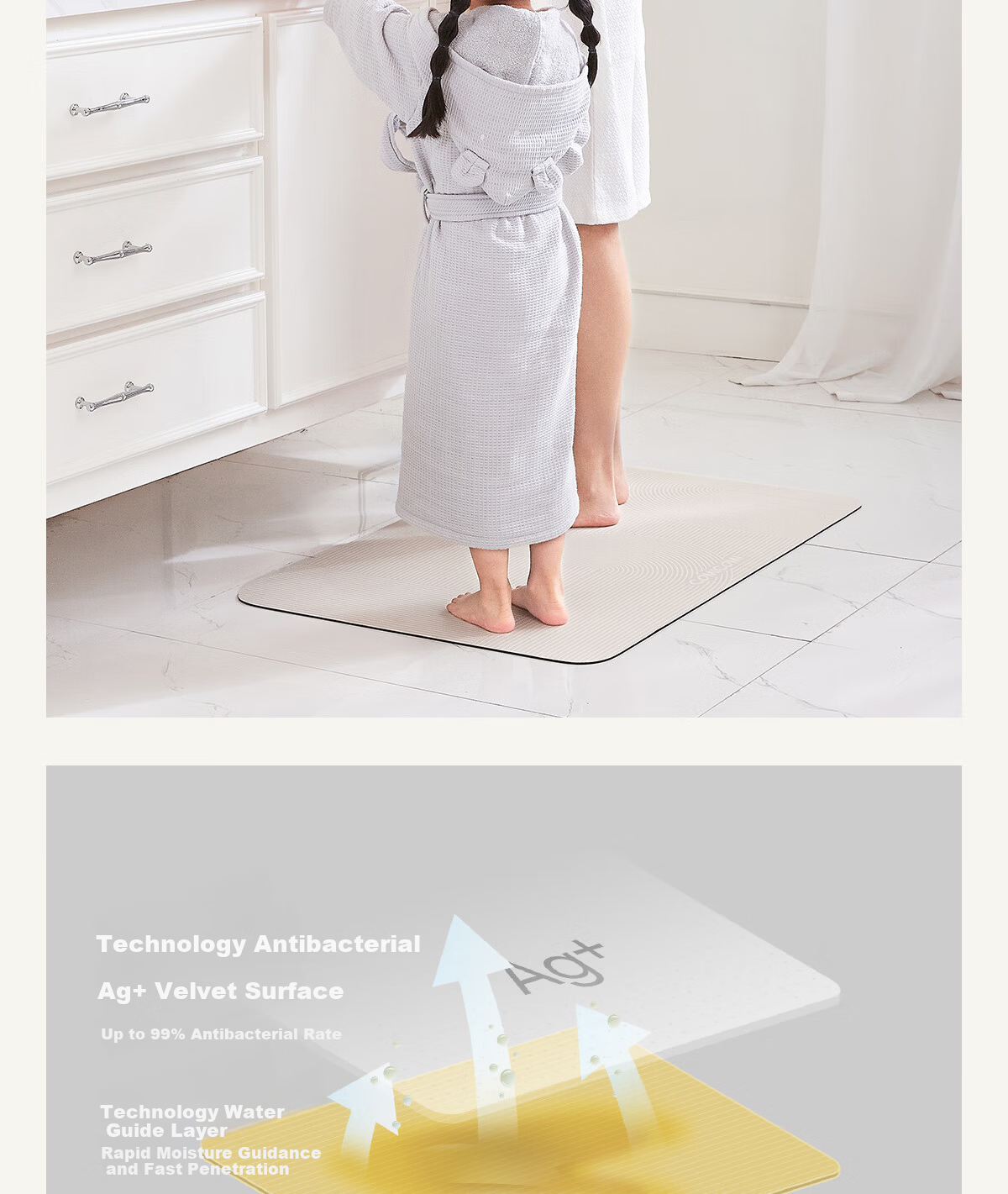 COMICOMI Sea Dune Whale Suction Bathroom Mat Water Absorbent Non-Slip Shower Bath Anti-Slip Mat 40*60cm 7