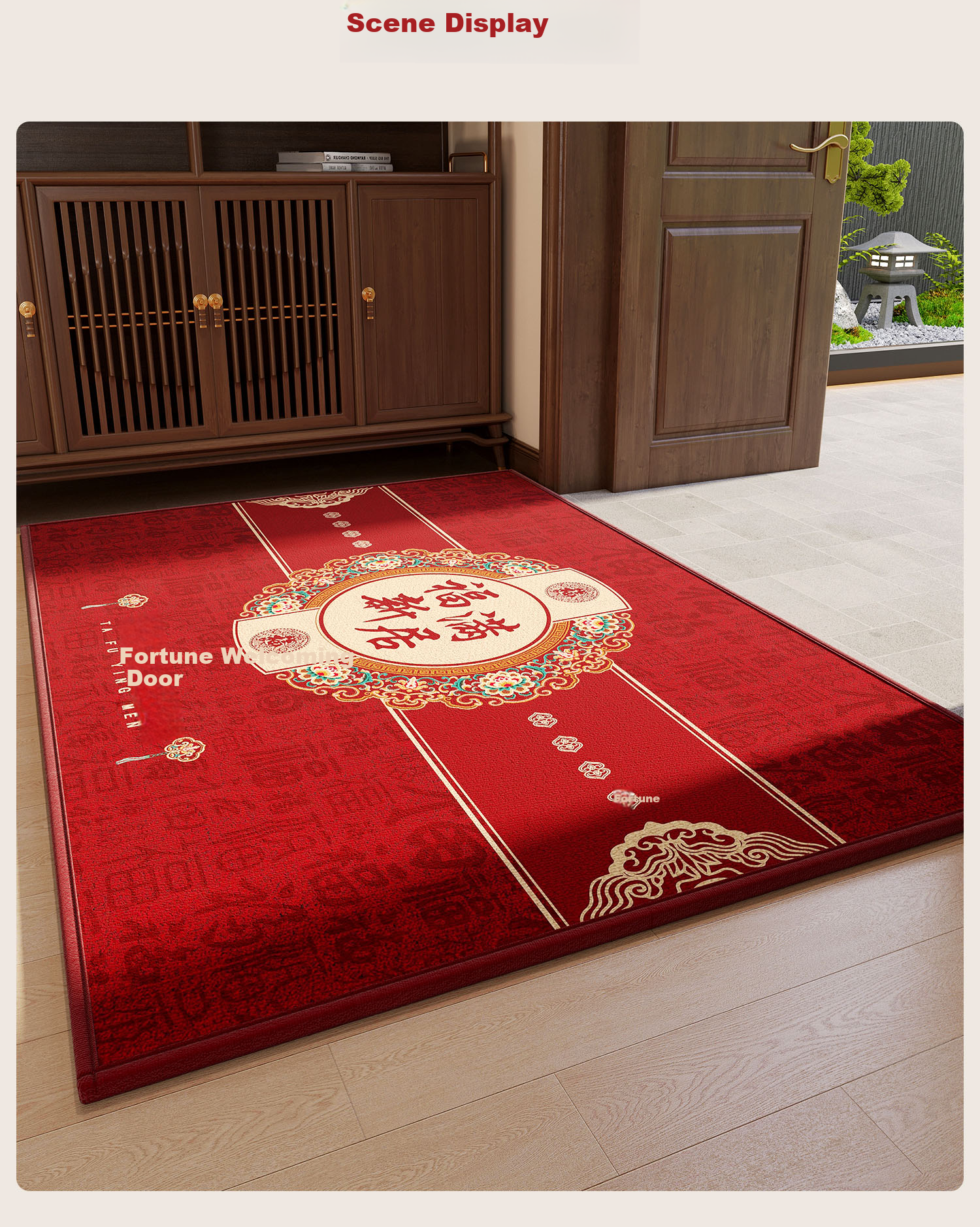 ZHUJUN New Year Red Festive Home Entrance Door Mat Non-Slip Floor Rug Welcome Doorway Mat 7