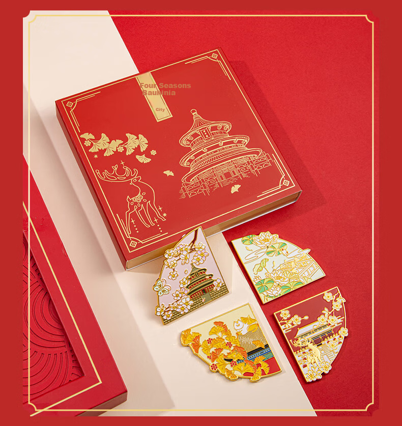 Tianse Four Seasons Forbidden City Cultural Creative Refrigerator Magnet Gift Box Museum Souvenir Beijing Landmark Tourist Attraction Teacher's Day Gift Chinese Style New Year Birthday TS-5953 11