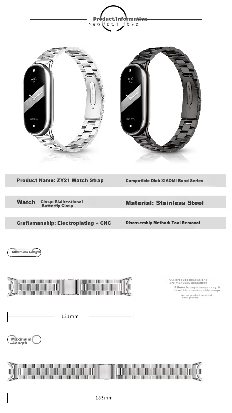Binghong Compatible with Xiaomi Band 10, 11 Strap for Women And Men, Stylish Design, Metal Strap for Xiaomi Band 9, Ceramic Version Steel Strap for Xiaomi Band 8 6