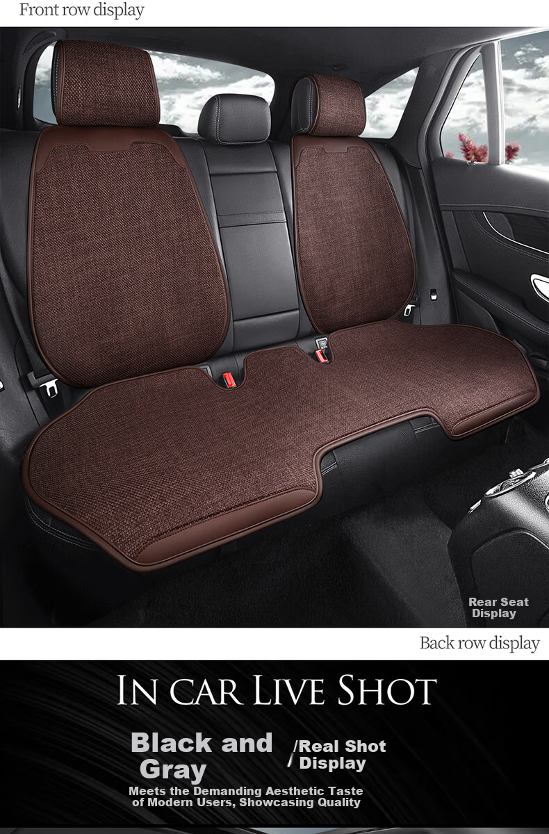 Jiabalan Car Seat Cushion Linen Semi-Enclosed Four-Season Universal Ventilated Breathable Comfortable Seat Cover Cushion 29