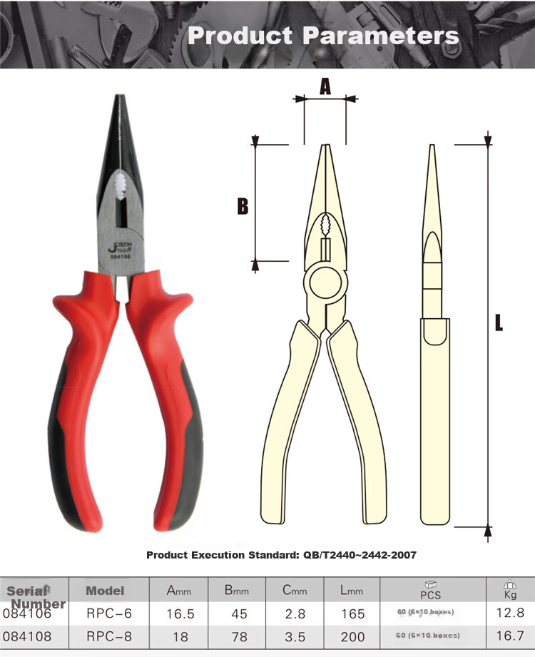 JETECH Multifunctional Needle Nose Pliers with Teeth, Electrician Wire Cutter, 6 Inch RPC-6 6