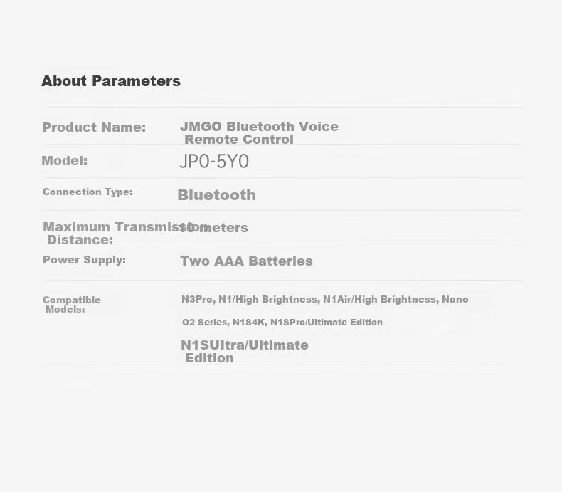 JMGO Bluetooth Voice Remote Control Universal Projector White Bluetooth Pairing Long Battery Life Compatible with Multiple Projectors 5