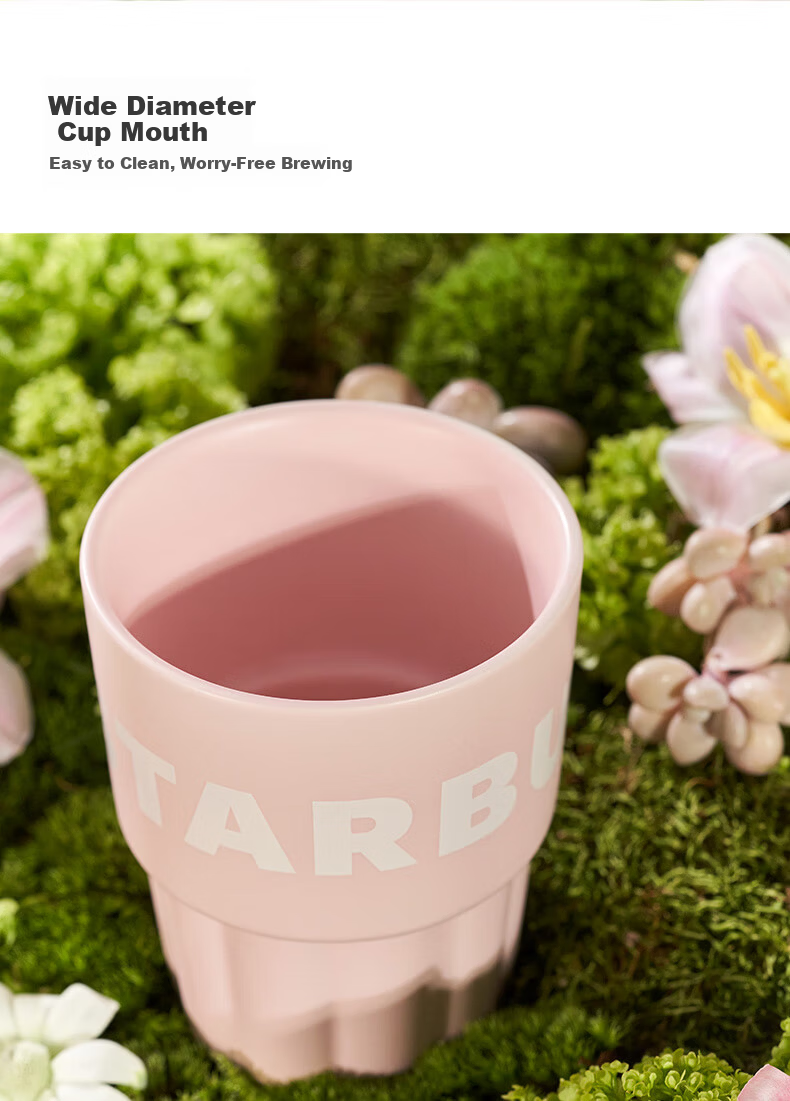 Starbucks Pink Succulent Garden Ceramic Straw Cup with Lid 415ml Coffee Tea Mug Women's Day Gift 6