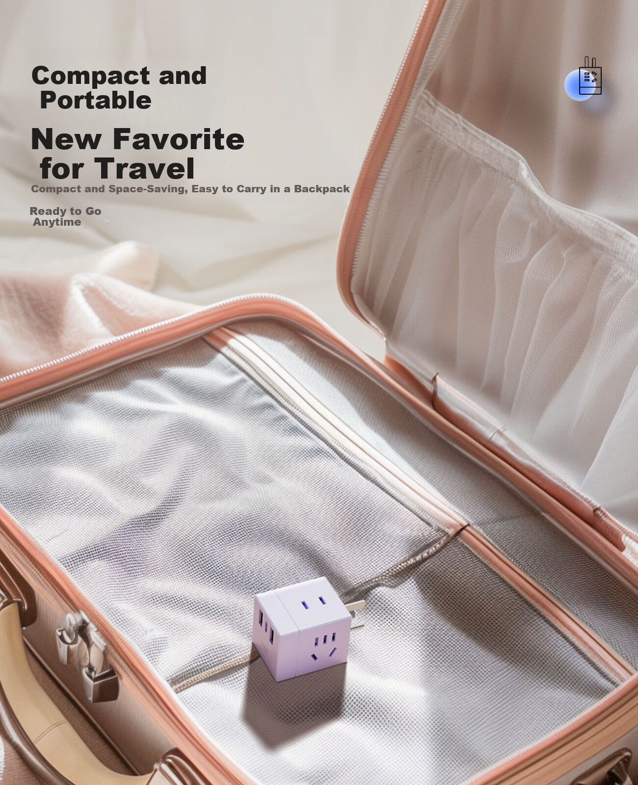 ORICO Cube Power Strip, One-To Adapter, USB Socket/power Bar/extension Cord, Type-C Port + USB Port + 4 Outlets, White 8