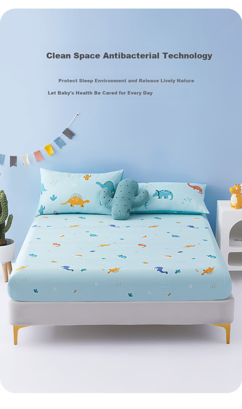 MERCURY Kids Fitted Sheet, Class A Pure Cotton Bed Sheet, Fitted Bed Cover, Antibacterial Fabric, Little Whale Pattern, 150×200cm 4