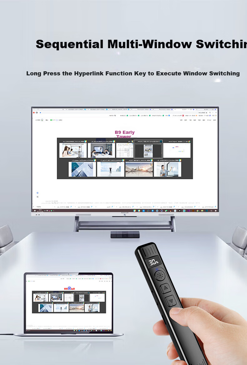 Whistler K9 Black Flip Pen Teacher's Pointer Pen with Seewo Interactive Whiteboard Touch Writing Pen Multimedia Audio Control Pen PPT Presentation Projection Pen Multifunctional Laser Pointer 1