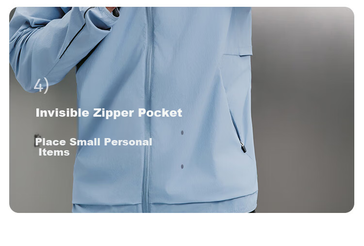 JD Jingzao Men's Sports Jacket Stand Collar Spring Outdoor Running Lightweight Quick-Dry Breathable Top Light Blue 2XL 21