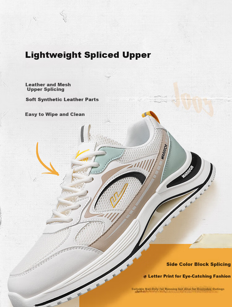 Warrior Men's Sports Shoes Summer Height Increasing Dad Sneakers Mesh Breathable Lightweight Trendy Casual Shoes Gray Blue Size 42 6