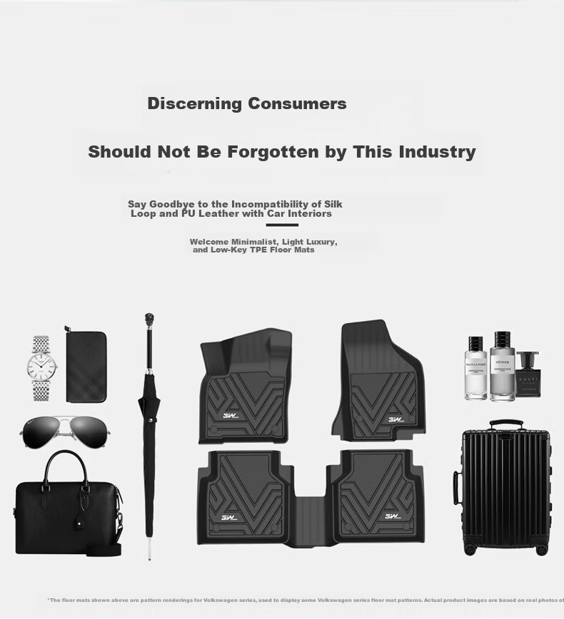 3W Custom Fit TPE Eco-Friendly Car Floor Mats for Volkswagen Magotan B8 + Double-Layer Menice Carpet Surface / Jingpei 10