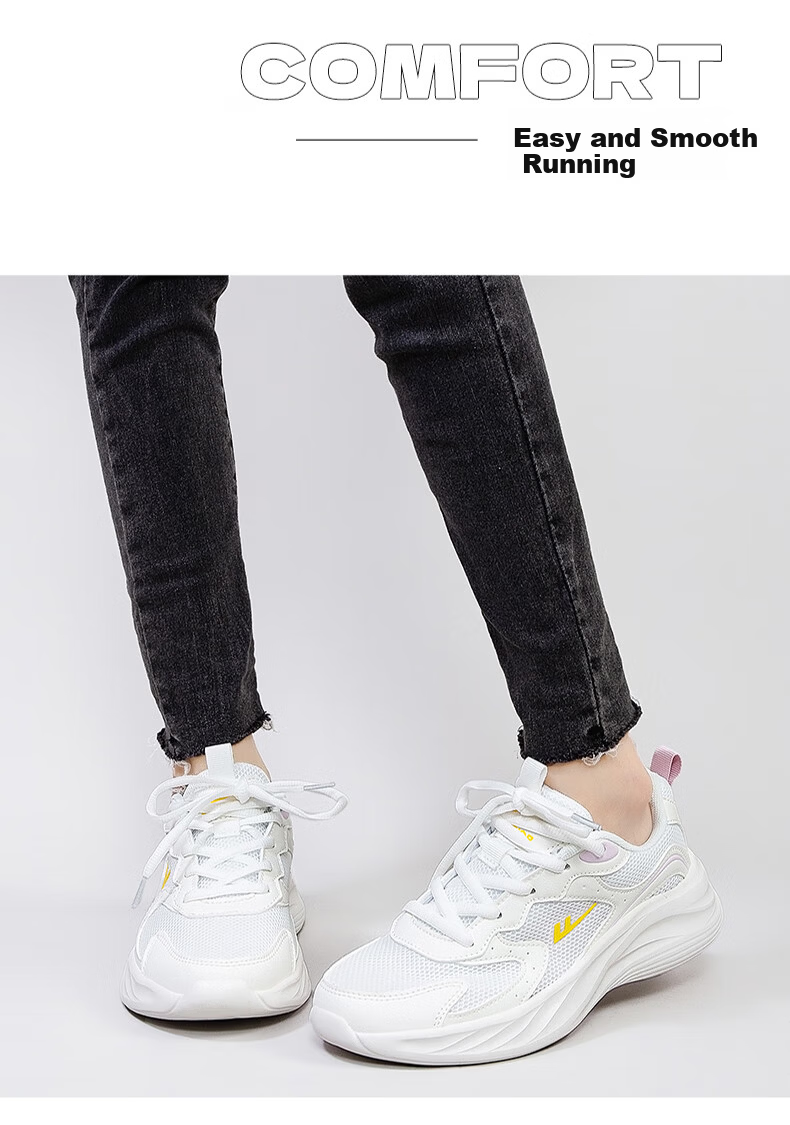 Huili Official Women's Shoes, Summer Breathable Mesh Sneakers, White Women's Shoes, Running Shoes for Women, All Black, Size 42 21