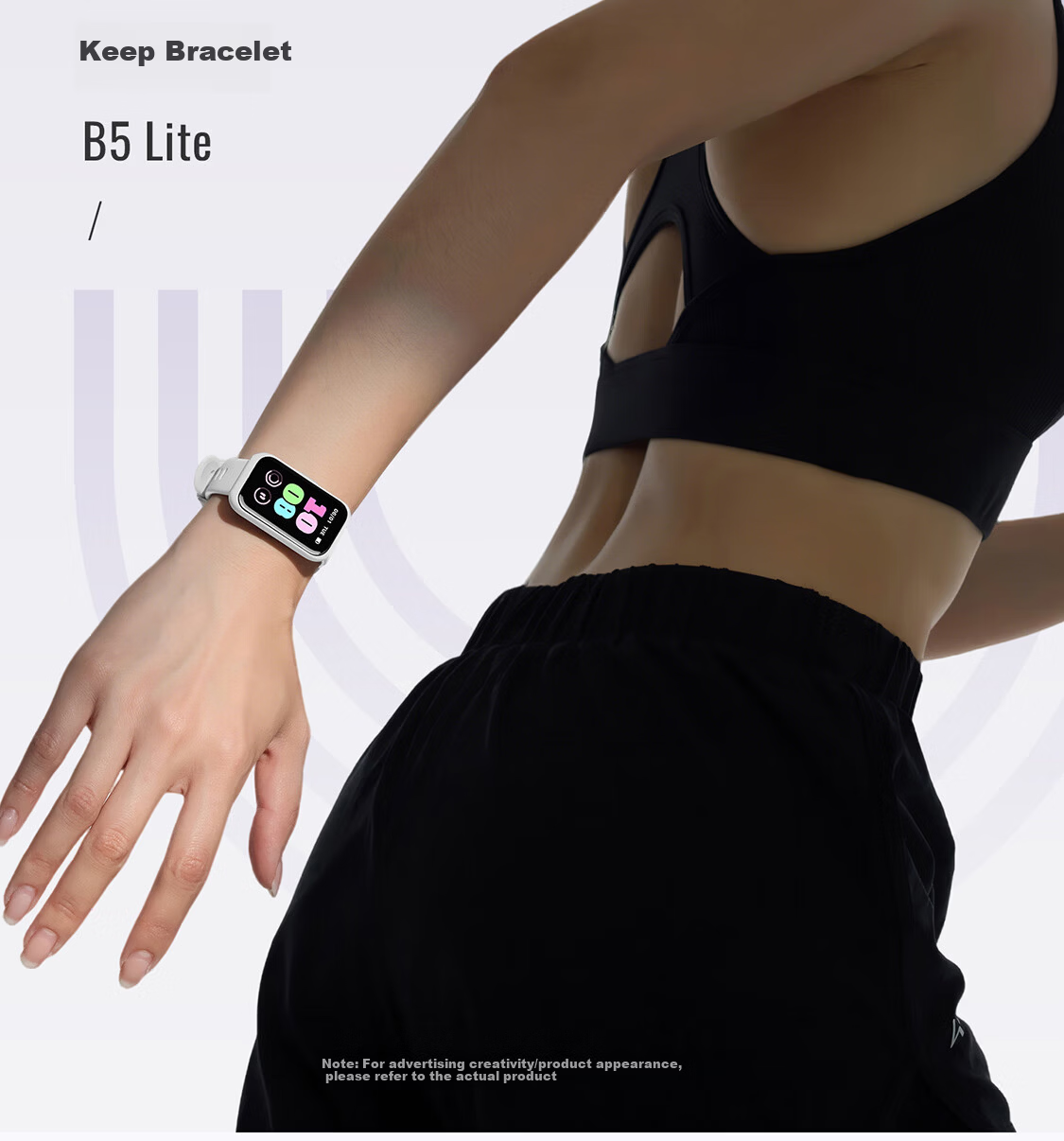 Keep Smart Fitness Tracker Sports Bracelet Blood Oxygen Heart Rate Monitor Multi-Sport Modes B5 Lite - Black with Added Table Tennis and Basketball Modes 1