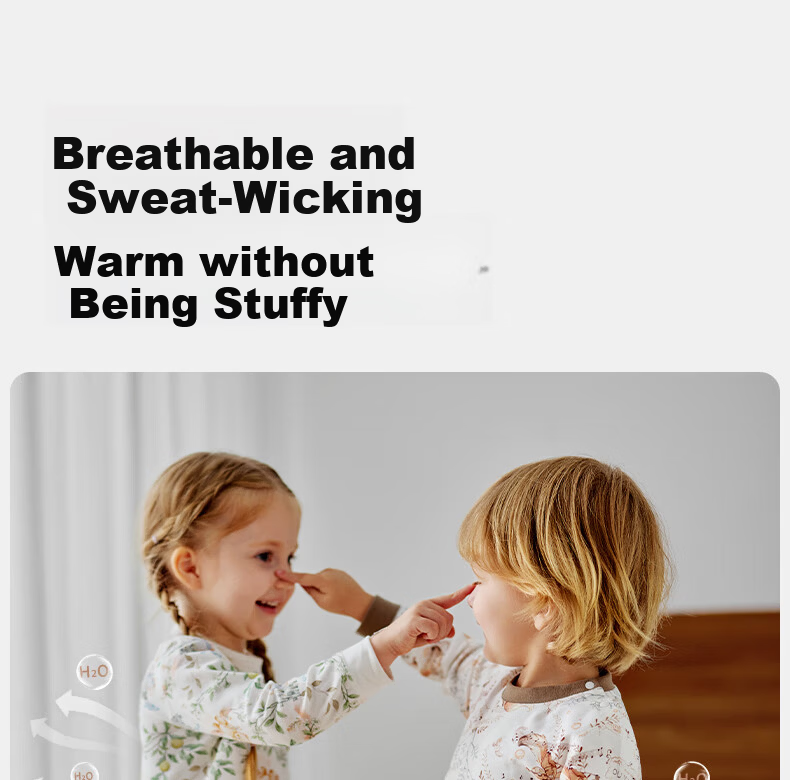 OUYUN Baby Kids Pajamas Boys Girls Spring Autumn Homewear Warm Thermal Underwear Set Moonlight Riddle 150 6
