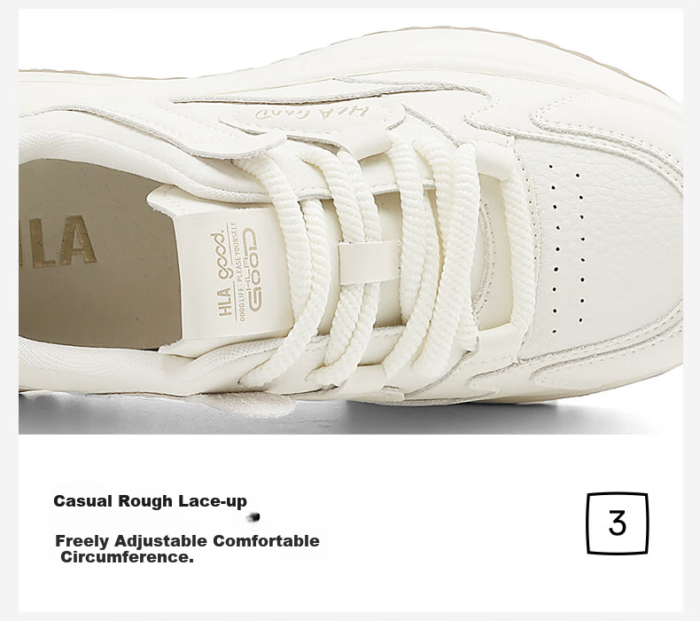 HLA Women's Sports Casual Shoes Spring Summer Versatile White Dad Sneakers Lightweight HDAYXW1CDQ036 Beige Size 38 10