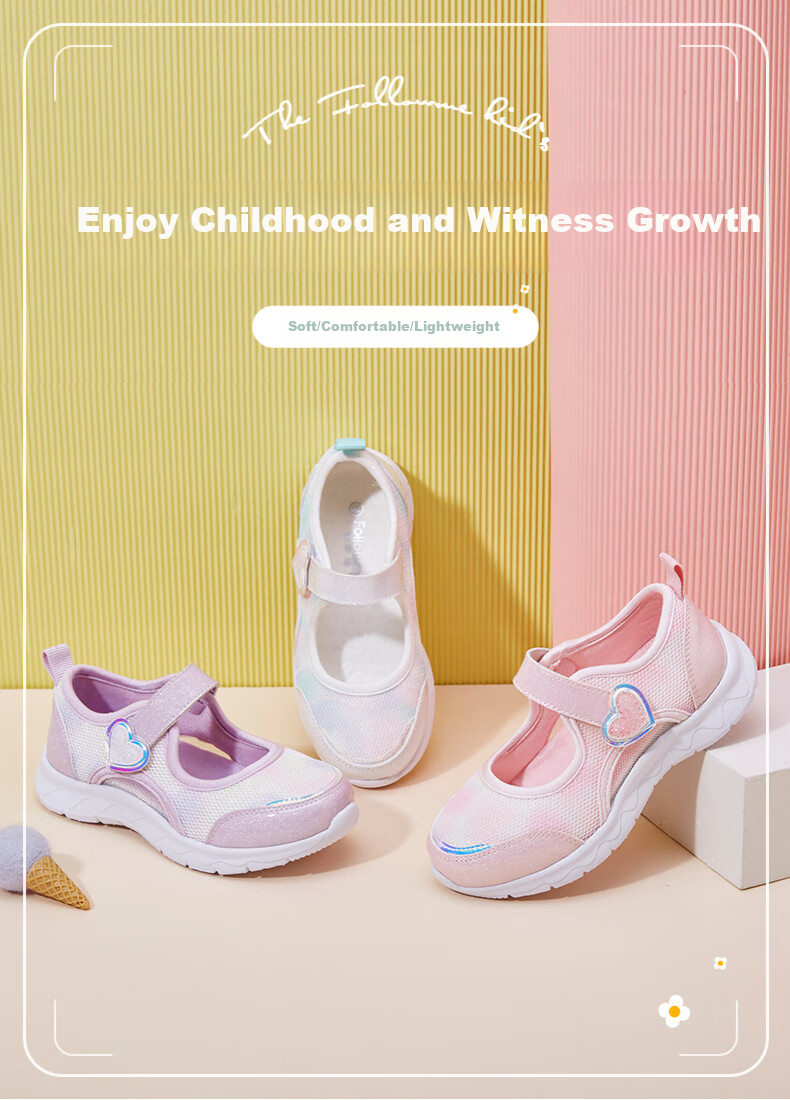 Follow Me Girls' Athletic Shoes Heart Gradient Breathable Casual Lightweight Comfortable Kids' Mesh Shoes White Size 26 1