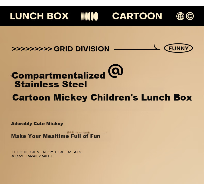 Ymer Children's Insulated Lunch Box Student Special School Partition Bento Box Office Stainless Steel 316 Mickey 16
