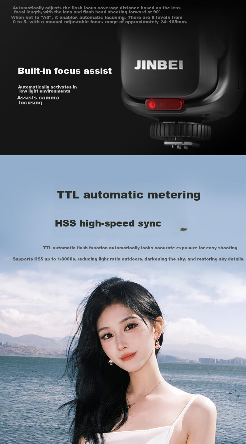 JINBEI HD-2MAX TTL High-Speed Sync Lithium Battery Portable On-Camera Flash for Sony DSLR and Mirrorless Cameras 6