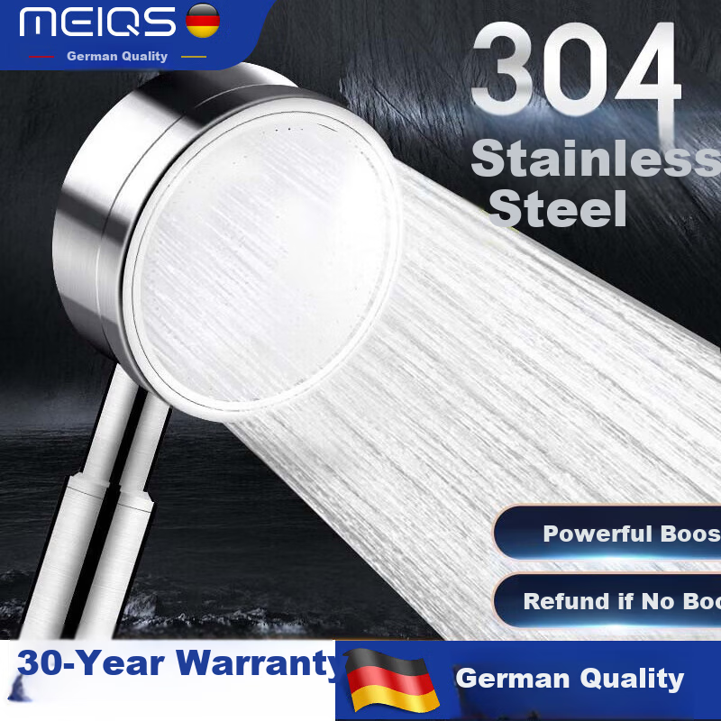Meiqisheng [Germany] 304 Stainless Steel High-Pressure Single-Head Handheld Shower Head with Universal Interface