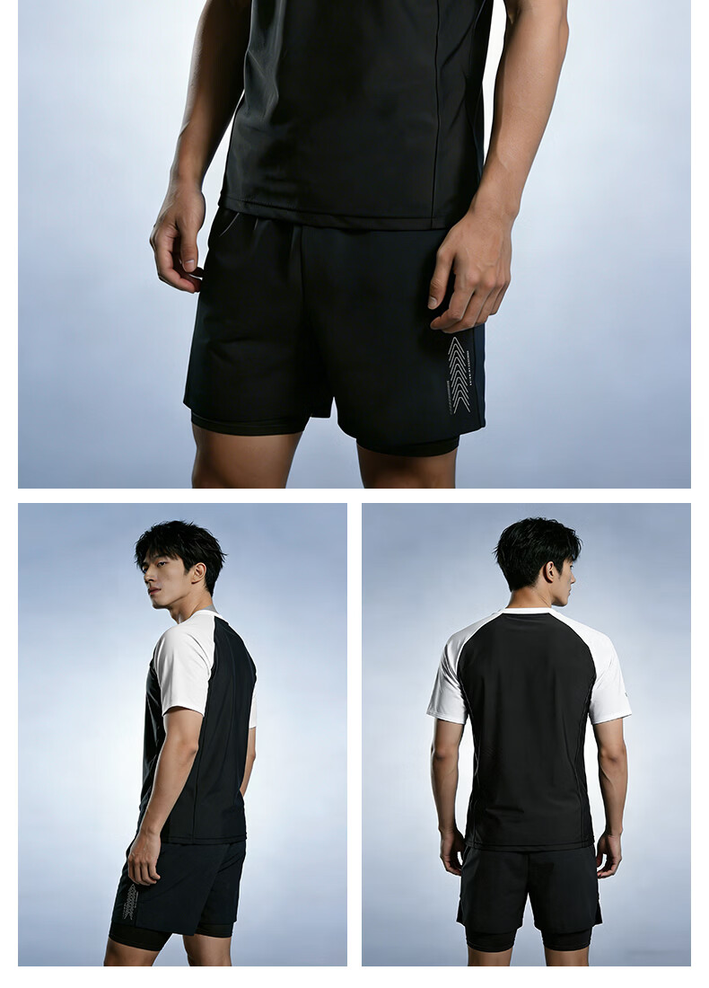 LI-NING Youth Swimming Suit for Junior High School Students 12-18 Years Old Large Size Boys Split Swimsuit 8523 Black Gray XL 35