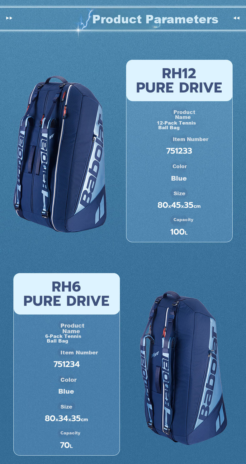 Babolat PURE DRIVE Series 12-Pack Tennis Racket Bag Professional Tennis Bag 4