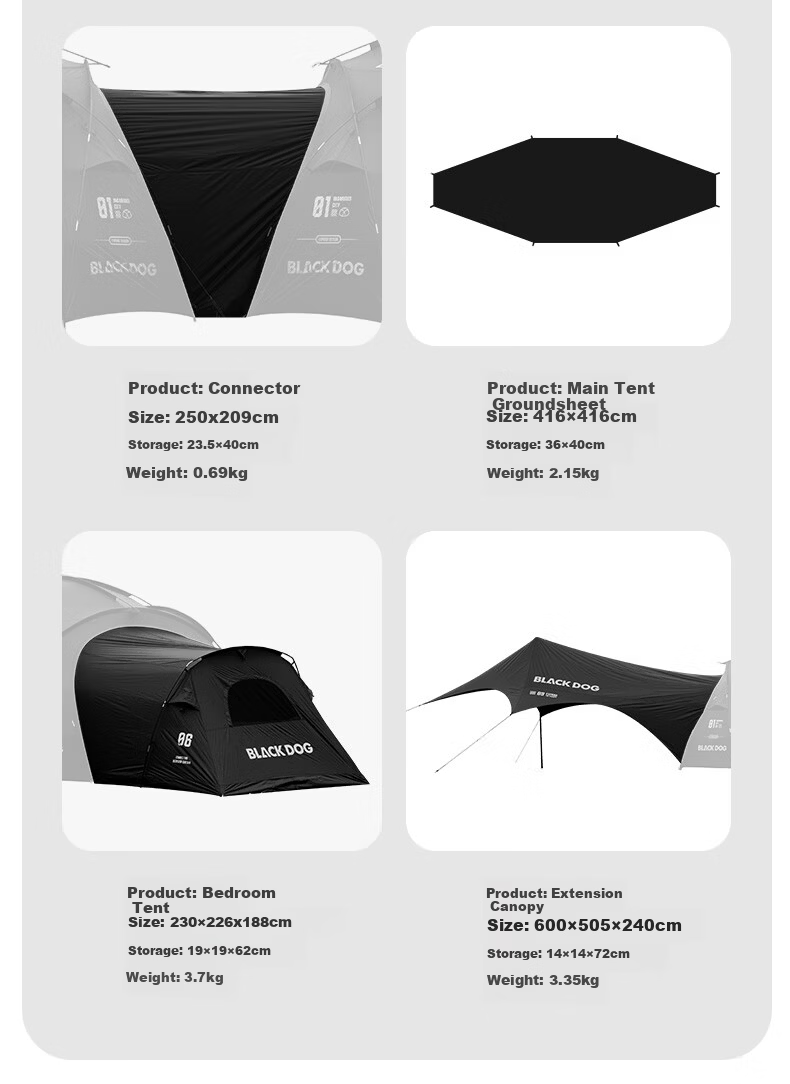 Black Dog Outdoor Large Dome Tent, Quick Assembly Sunshade Spherical Canopy, Gers, Pavilion, Expandable Dome Body 25