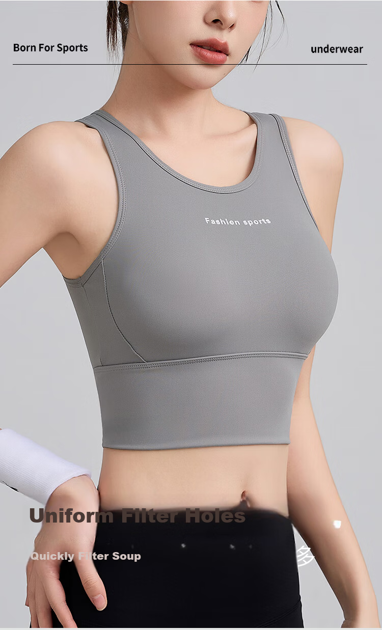 Xueqiman Women's Sports Bra Running Shockproof Anti-Sagging Outer Wear Seamless Fitness Training Yoga Top Bra 6