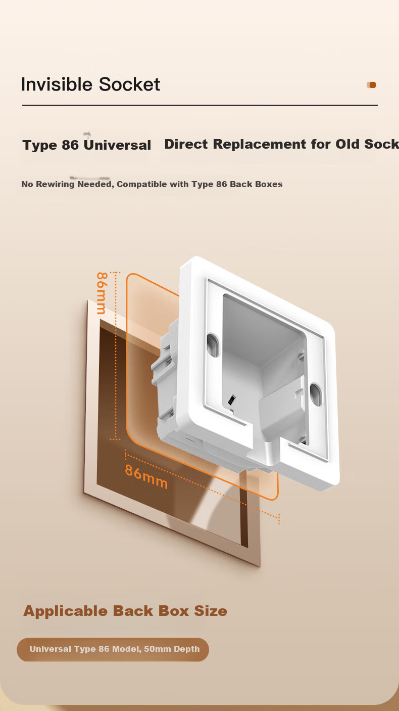 CHNT Fixed Embedded Socket, 86-Type Refrigerator Built-In Hidden Socket, NEG6-C10866 5
