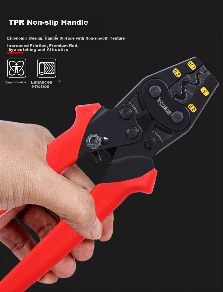 RUBICON YO Bare Terminal Crimping Pliers Electrician Multi-Function Copper Nose Ratchet Network Cable Pliers RLY-1008 8