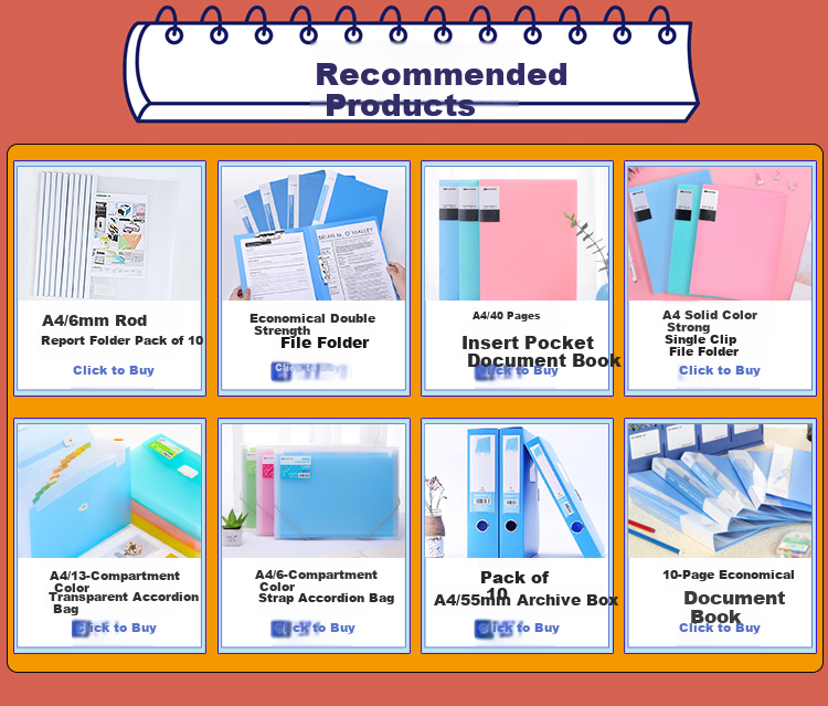 SUNWOOD 100-Page Standard Document Binder/Loose-Leaf Storage Binder/Insert Pocket File Folder/Slant Inner Pocket Office Supplies Blue F100AK-1 6