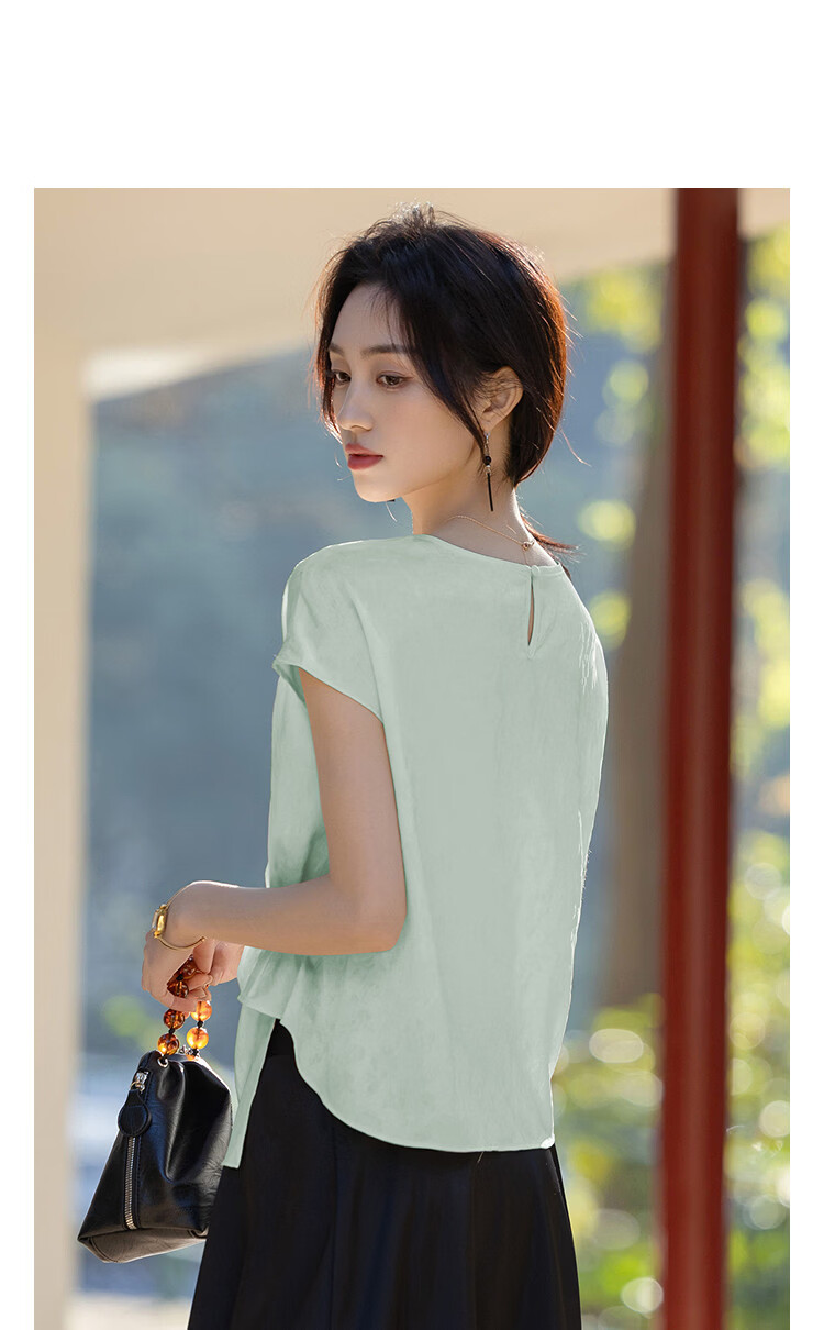 Demana "Cool Elegance" Summer Chinese Style New Satin Jacquard Sleeve Pleated Loose Slim Shirt for Women Premium 14