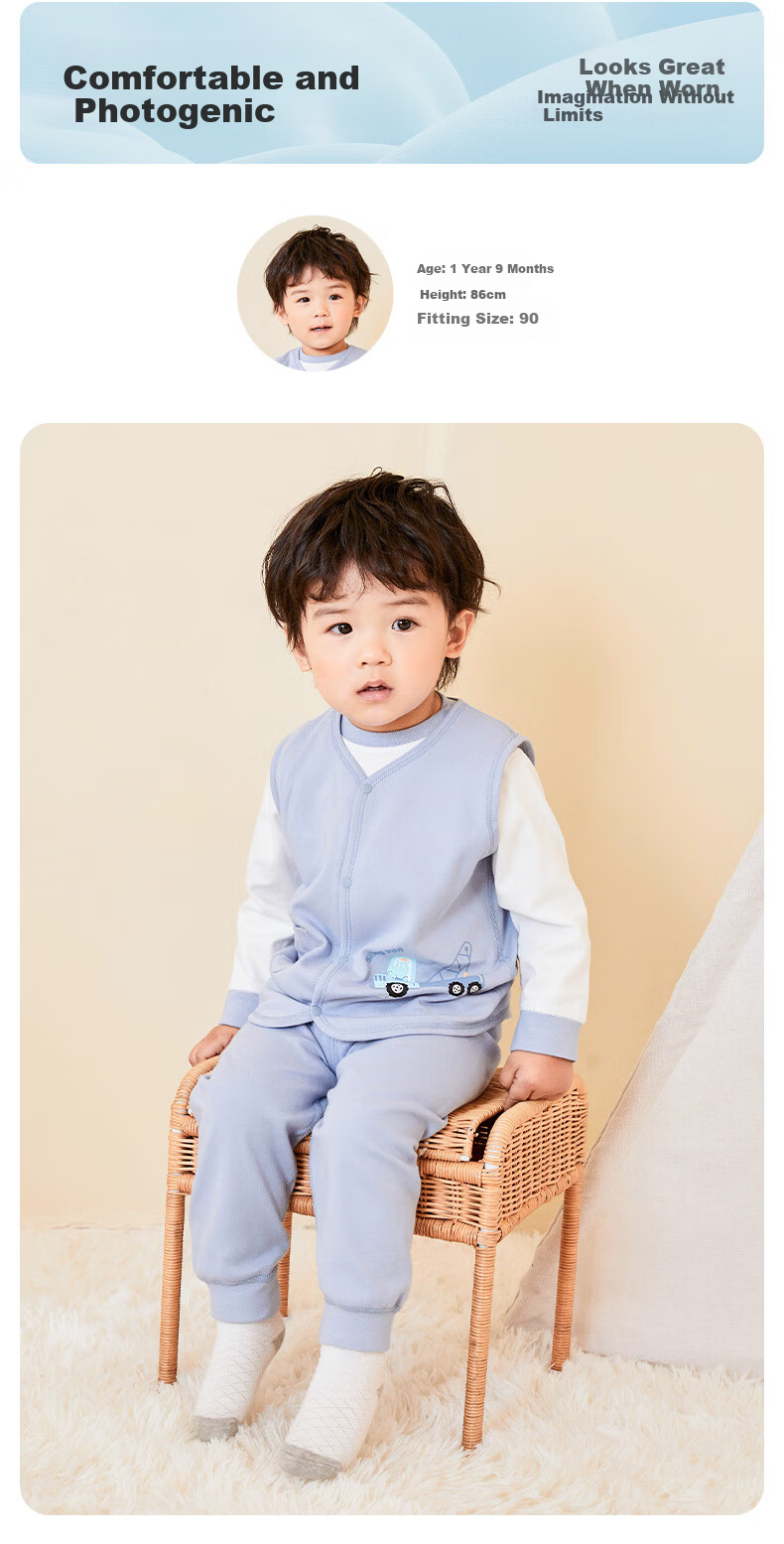 Shubeiyi Baby Clothes Children's Vest Reversible Waistcoat Infant Sleeveless Jacket Top for Boys And Girls Spring Autumn Warm Vest Blue 110 6