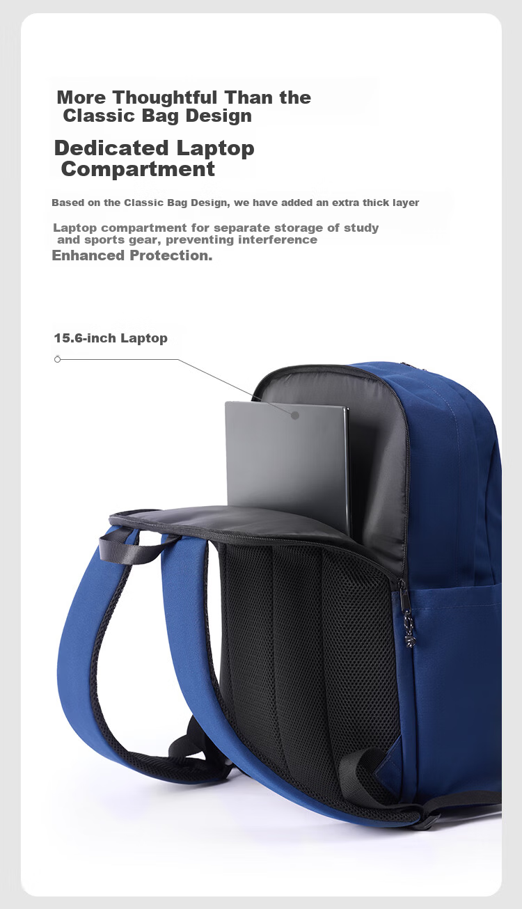 JD Jingzao 2026 New Minimalist Sports Large Capacity Backpack 17-inch Laptop Bag for Students Business Commuting Black 6