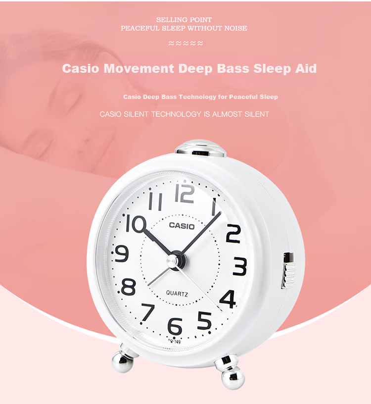 Casio Casio (Casio) Alarm Clock for Children And Students, Wake-Up Aid, Lazy Person's Bedside Silent Bedroom Cool Black Mini Alarm TQ-140S 4
