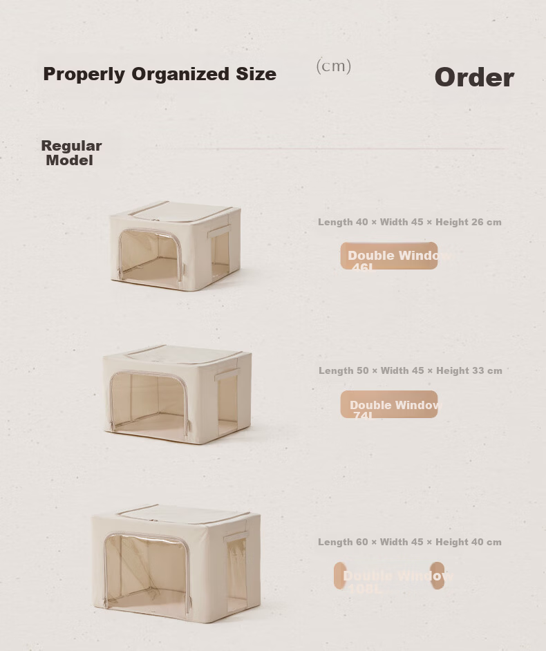 EACHY Storage Box Cotton Quilt Pure Cotton Fabric Organizer Toy Storage Bin Foldable Apricot 108L 21