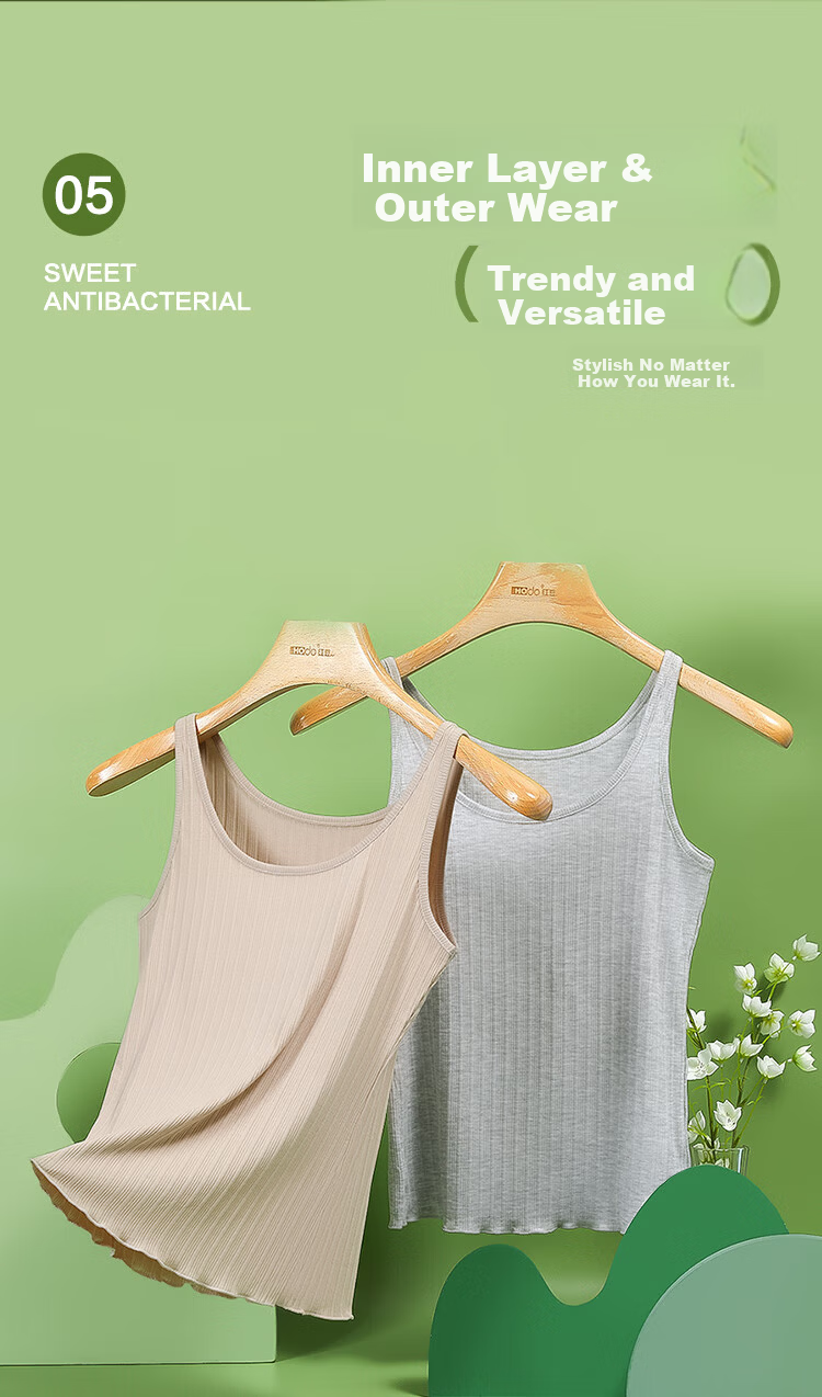 Hodo Women's 2-Pack Solid Color Slim Fit Large U-Neck Tank Tops, Suitable for Layering or Outerwear, Size 165/90 6