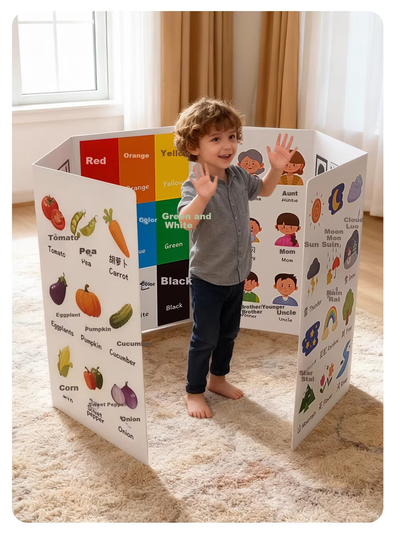 Licheers Baby Cognitive Cards Folding Montessori Early Education Educational Toy First Birthday Gift Infant Learning Tool 3D Word Book 6