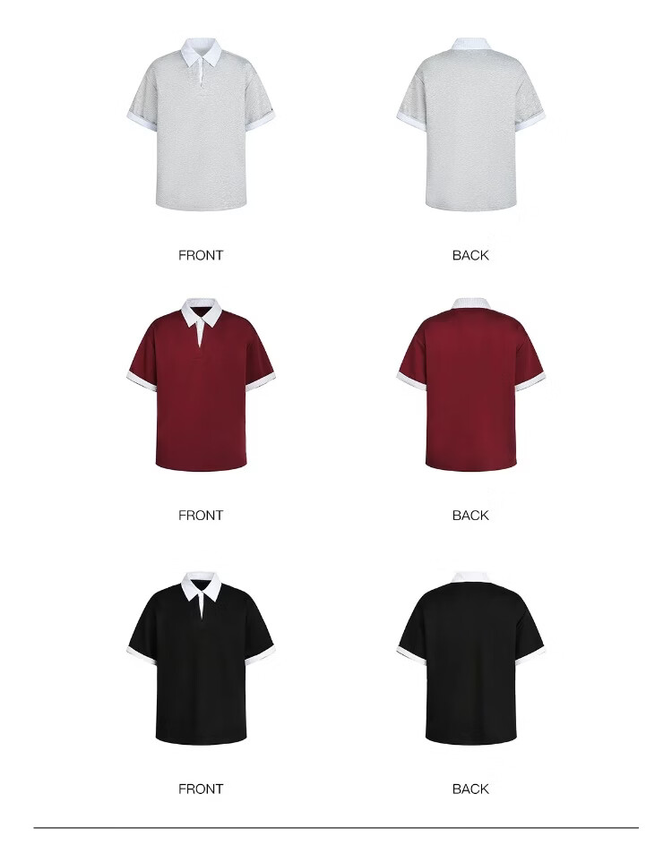 ICH MODE Intellectual High IQ Fake Two-Piece Striped Short Sleeve Polo Shirt Women Summer Couple T-Shirt Black M 1
