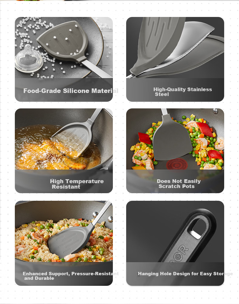 SUPOR Silicone Spatula, Food-Grade Heat-Resistant Non-Stick Cooking Utensil for Wok And Frying Pa 5