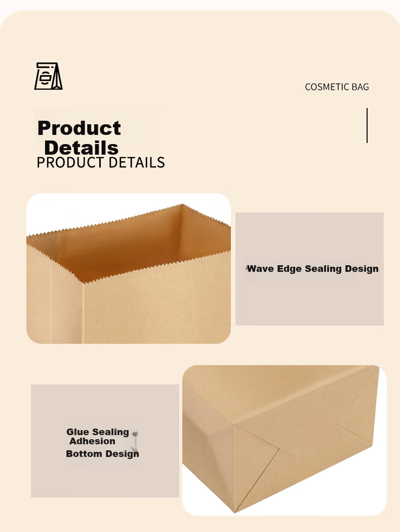40,000km Thickened Food-Grade Kraft Paper Bag Refrigerator Fruit and Vegetable Storage Bag Bread Oil-Resistant Waterproof Packaging Paper Bag 4