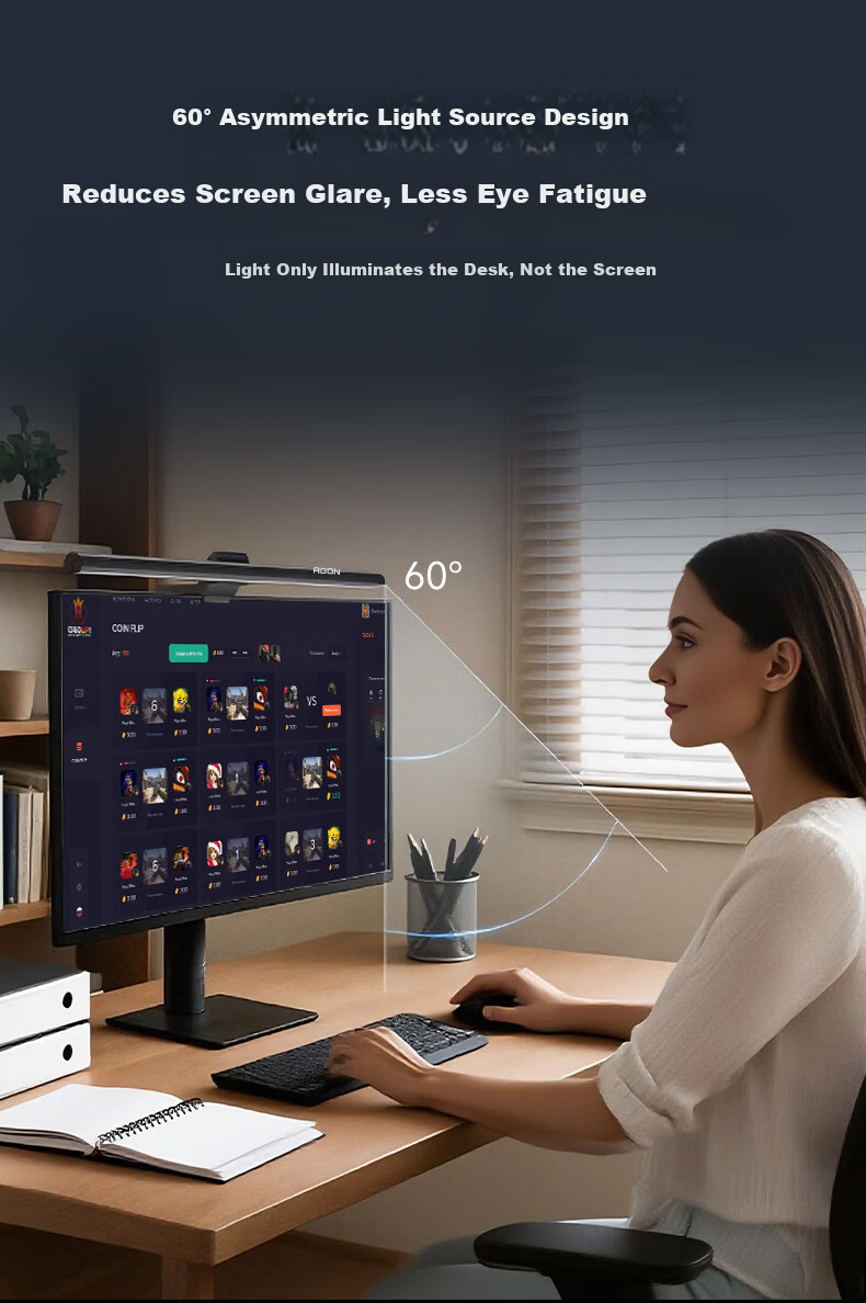 AOC AGON RGB Full Spectrum Monitor Hanging Light Computer Display Eye Protection Reading Lamp Dual Light Source ALB508G 6