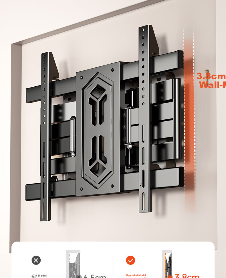 Enlip Ultra-Thin Embedded Split Heavy-Duty Telescopic TV Wall Mount Bracket 75-100 Inch Compatible with Xiaomi Hisense TCL Skyworth 90/100 Inch No Obstruction to Sockets and Speakers 5