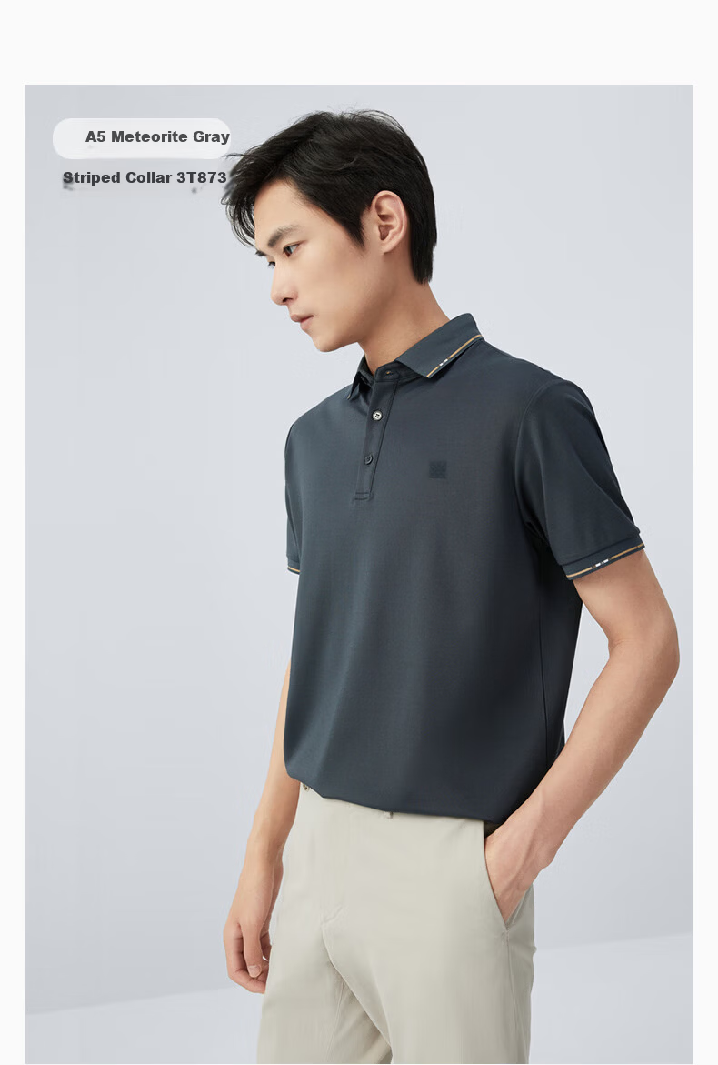 Hodo [Modal Silk] Short-Sleeve Ice Silk Antibacterial Cool-Feeling Polo Shirt, Men's Comfortable Elastic Collar T-Shirt 16