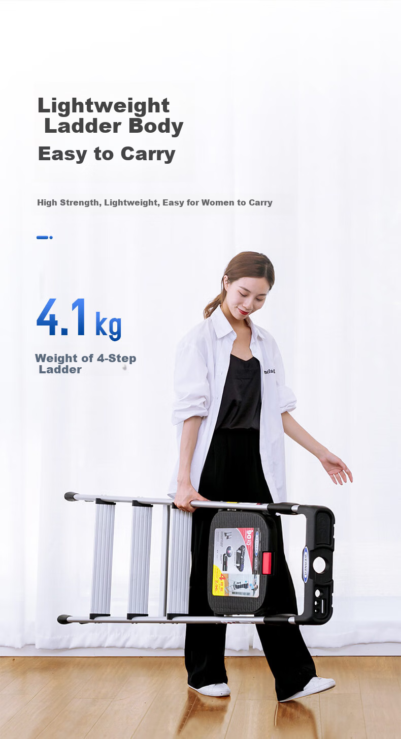 Wennai Household Aluminum Alloy Step Ladder, 5-Step Multi-Functional Indoor Folding Ladder, 1.6m CAL5-3 7
