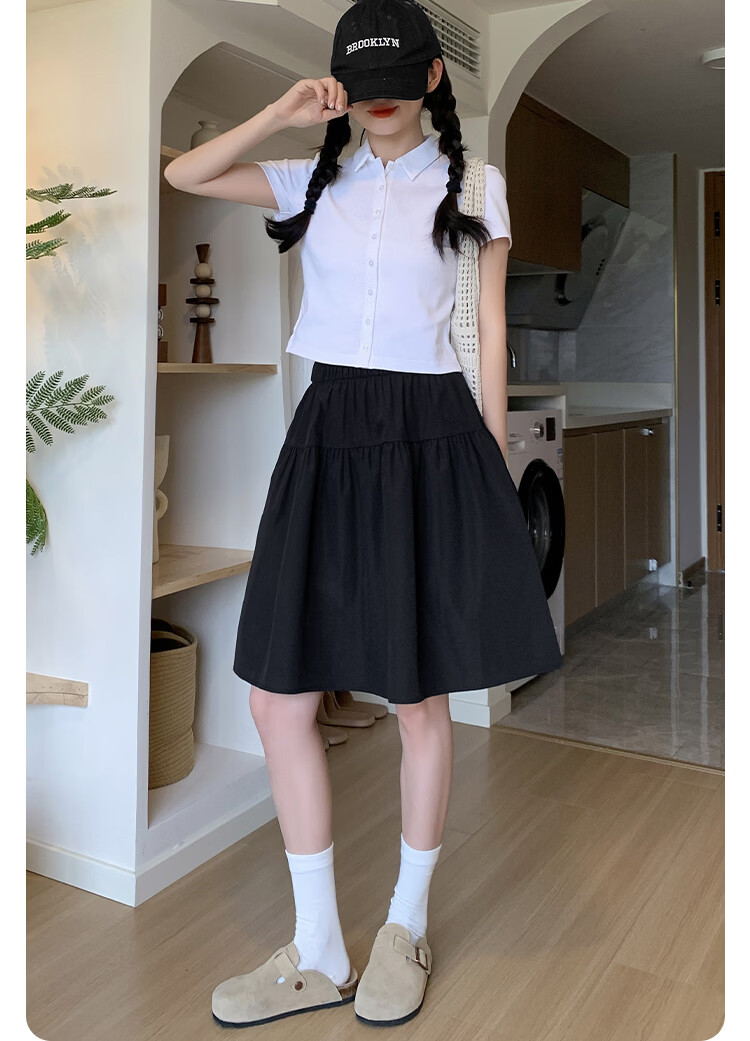 Borui Women's Summer Skirt 2026 New Thin Japanese Casual High-Waist A-Line Anti-Exposure Mid-Length Skirt 15