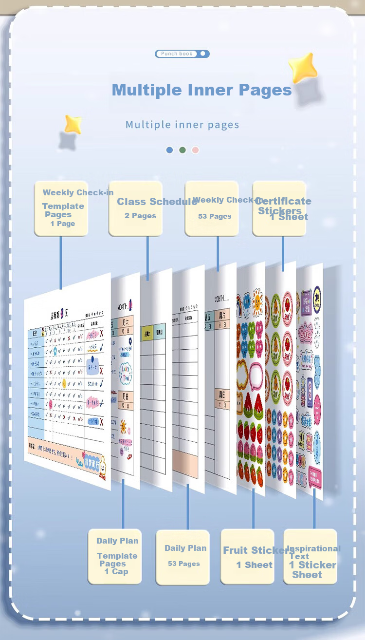 Mili Self-Discipline Check-In Book A5 Study Planner Habit Formation Time Management Daily Weekly Check-In Task Schedule for Elementary Students Children Routine Planning Back-to-School Essential Tool 4