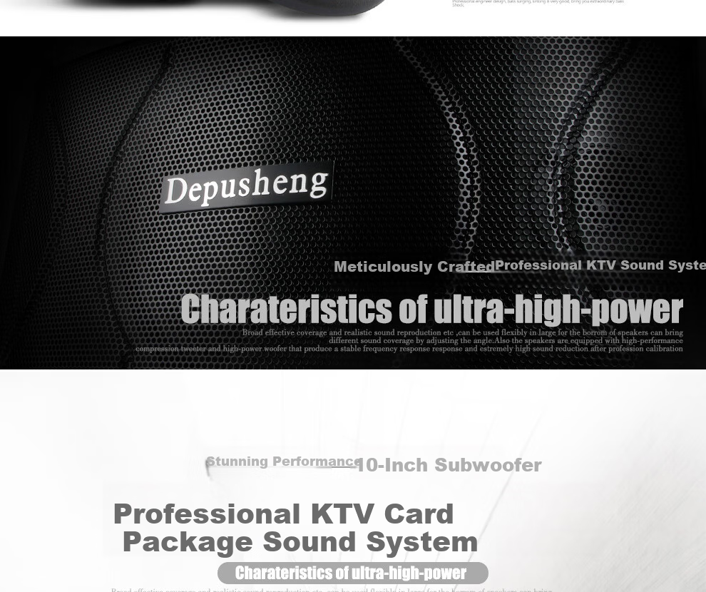 Depusheng D100 10-Inch Home KTV Speaker Professional Karaoke Sound System for Family, Private Rooms, Conference, Bar, Multimedia Teaching, Restaurant Floor-Standing Speaker Pair 3